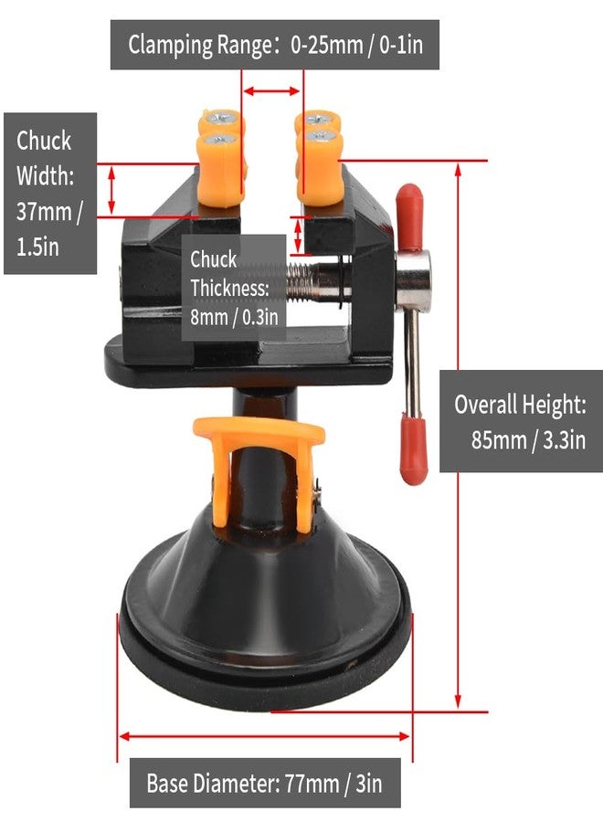 BORDSTRACT Universal Mini Table Vise Clamp，360 Degree Vise Clamp Round Bottom Suction Cup Workbench，0‑2.5cm Clamping Range Tighten Table Bench Vice for Jewelry Watch Walnut - Image 3