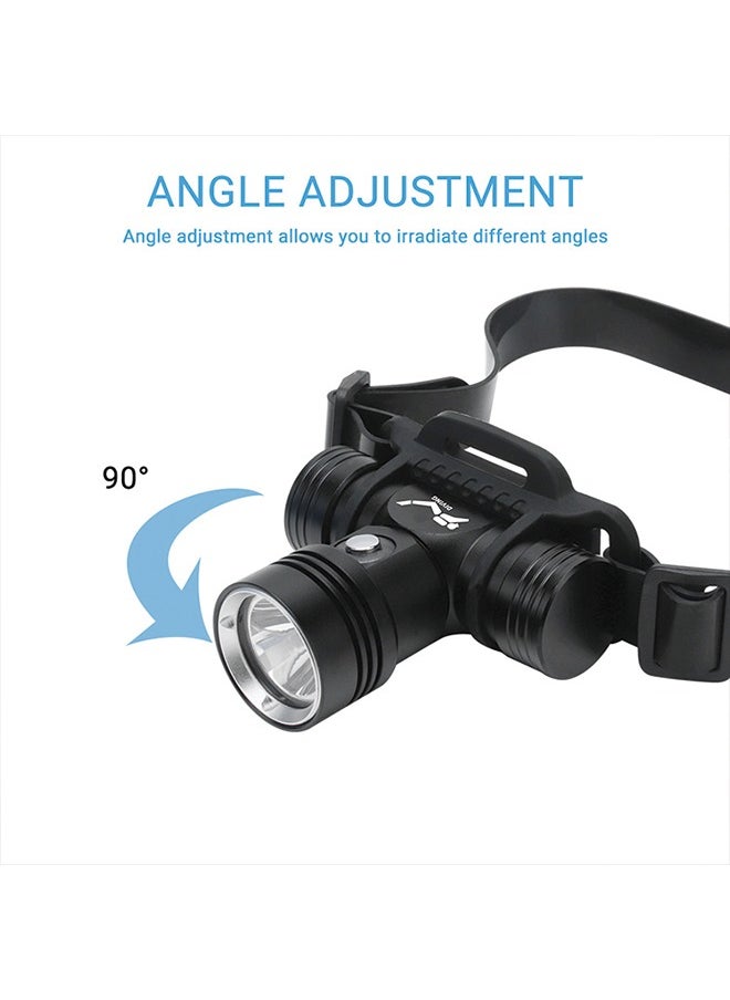 BORUIT - Diving Headlamp, Rechargeable Underwater Flashlight, 3 Modes, IPX8 Waterproof, 5.5 Hours Runtime, Scuba Dive Light with Battery and Charger - Image 1