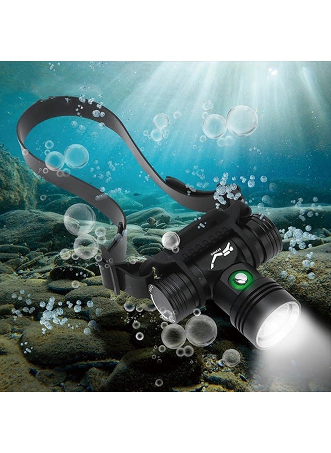 BORUIT - Diving Headlamp, Rechargeable Underwater Flashlight, 3 Modes, IPX8 Waterproof, 5.5 Hours Runtime, Scuba Dive Light with Battery and Charger - Image 1
