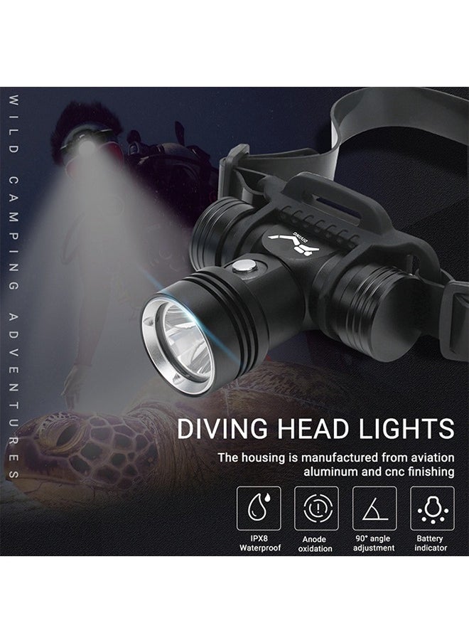 BORUIT - Diving Headlamp, Rechargeable Underwater Flashlight, 3 Modes, IPX8 Waterproof, 5.5 Hours Runtime, Scuba Dive Light with Battery and Charger - Image 1