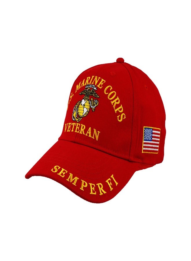 Trendy Zone 21 USMC Cap | Stylish Marine Corps Hat | Officially Licensed Caps | 100% Cotton | Stylish Baseball Hat Cherry Red - Image 1