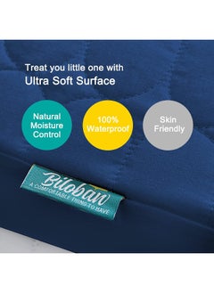 Biloban Biloban Mini Crib Mattress Protector Sheets Waterproof 2 Pack, Quilted Pack and Play Mattress Pad Cover Fits for Baby Mini Crib/Playen/Pack and Play Mattress, Grey & Navy, 38"x24"  - Image 2