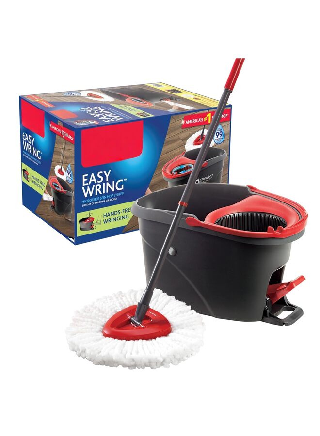 Microfiber Spin Mop, Bucket Floor Cleaning System, Red, Gray, Standard - Image 1