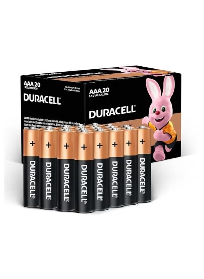 Duracell بطاريات AAA 1.5V القلوية LR03 / MN2400 طاقة تدوم طويلاً، عبوة من 20، عمر افتراضي 10 سنوات - Image 1