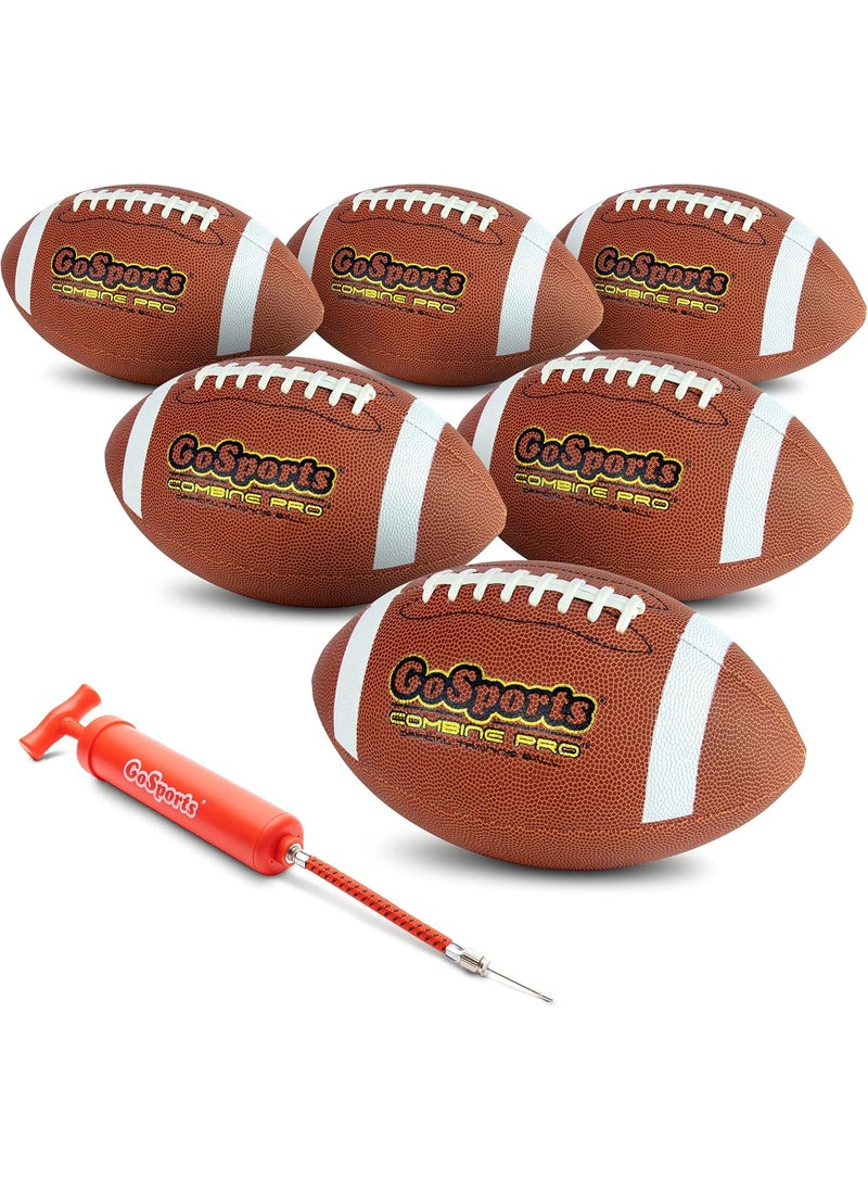 GoSports GoSports Combine Football 6 Pack  Regulation Size for High School and College  Official Composite Leather Balls  - Image 1