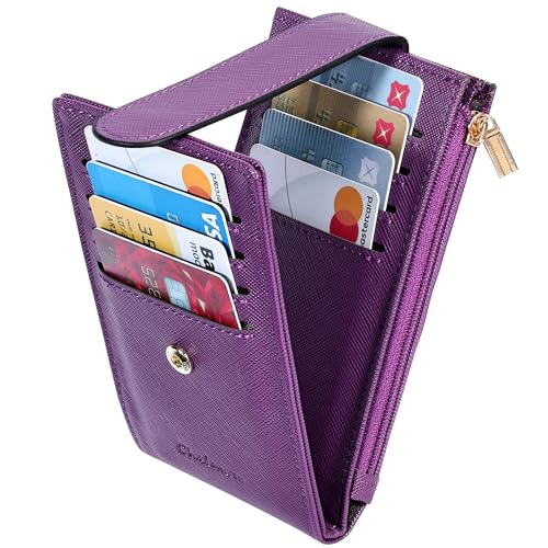 Chelmon Women's RFID Slim Card Holder Wallet: Thin Bifold with Multi-Card Case & Zipper Coin Pocket Purse (Deep Purple) - Image 5
