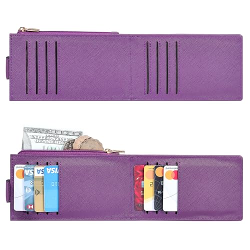 Chelmon Women's RFID Slim Card Holder Wallet: Thin Bifold with Multi-Card Case & Zipper Coin Pocket Purse (Deep Purple) - Image 4