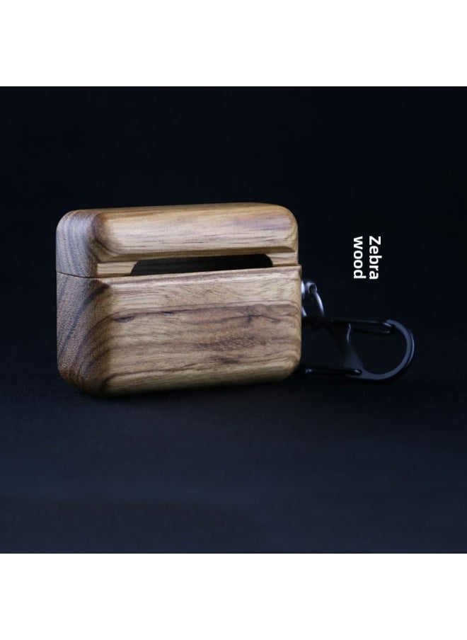 Generic - Direct Supply Airpods Pro Wooden Bluetooth Headset Protective Cover For Apple Headset 3 Generation Wooden Ear Shell-Color:Zebra Wood-Applicable Model:Airpods 4 Generation High Configuration/low Configuration Universal - Image 1