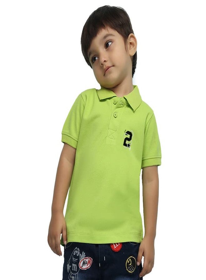 Nusyl Number Two Printed Lime Green Infants Polo T-Shirt - NUICPTH0173 - Image 1