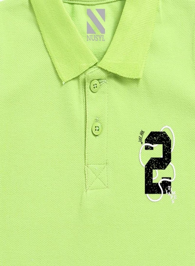 Nusyl Number Two Printed Lime Green Infants Polo T-Shirt - NUICPTH0173 - Image 4