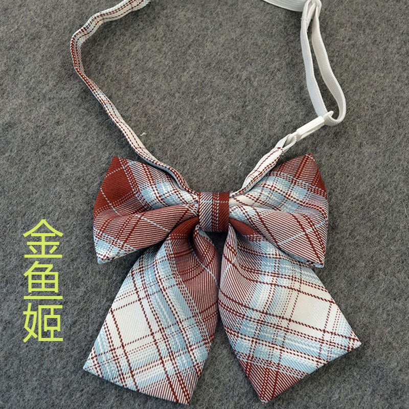 Loquat Preppy Style Cotton Black Bow Tie Checked Collar Accessory Soot - Image 5