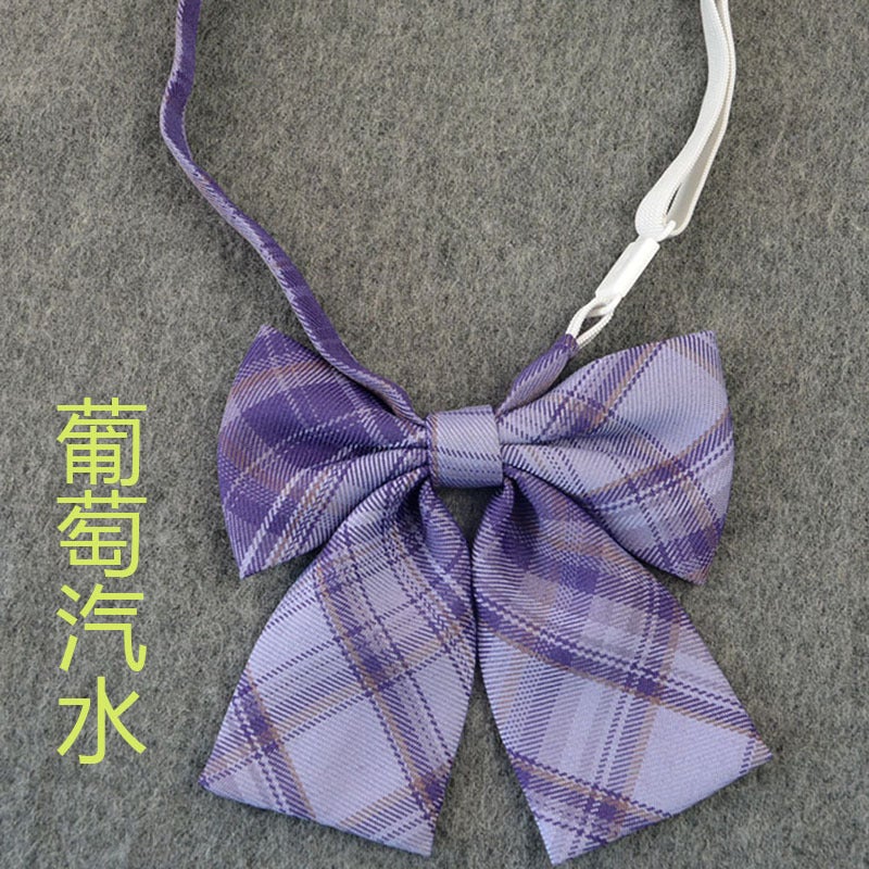 Loquat Preppy Style Cotton Black Bow Tie Checked Collar Accessory Soot - Image 3