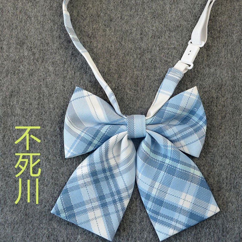 Loquat Preppy Style Cotton Black Bow Tie Checked Collar Accessory Soot - Image 4