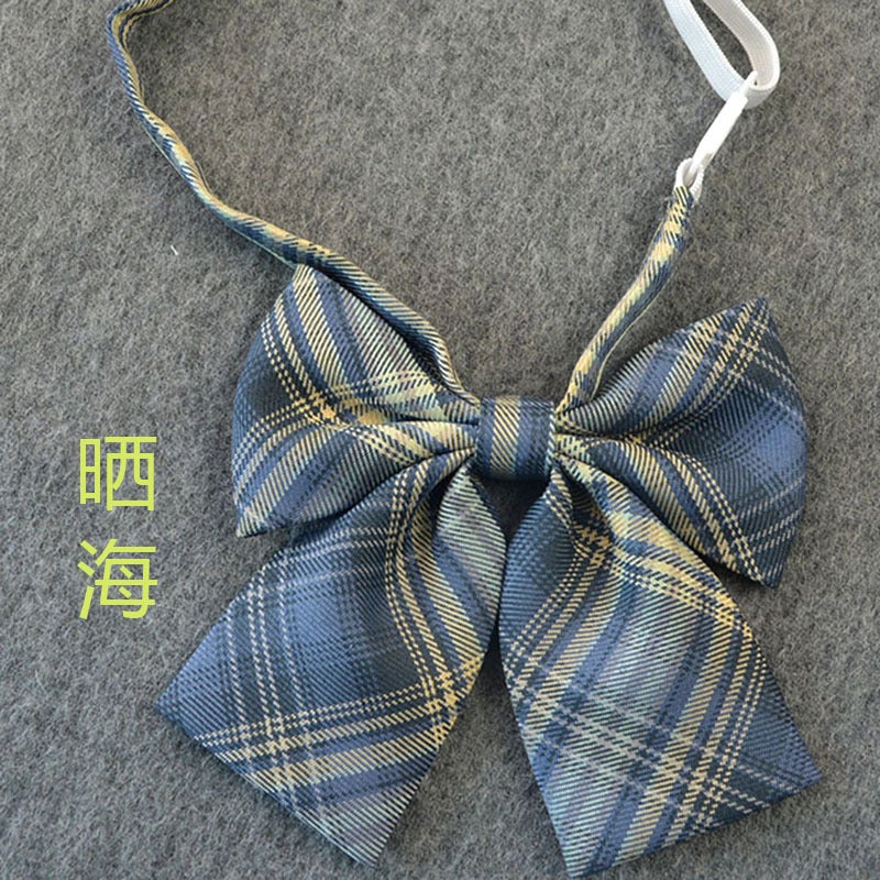 Loquat Preppy Style Cotton Black Bow Tie Checked Collar Accessory Soot - Image 2