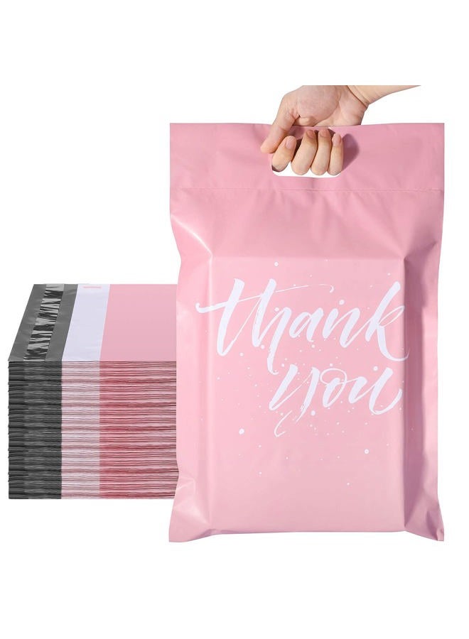 Metronic Colorful Poly Mailers 10x13 100 Pcs | Upgrade Design Shipping Bags with Handle | Plastic Mailing Packaging Bags for Small Business and Clothes | Thick Package Bags Christmas Poly Mailers Pink - Image 1