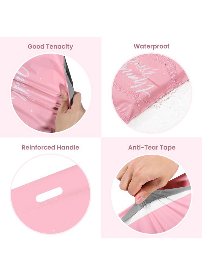 Metronic Colorful Poly Mailers 10x13 100 Pcs | Upgrade Design Shipping Bags with Handle | Plastic Mailing Packaging Bags for Small Business and Clothes | Thick Package Bags Christmas Poly Mailers Pink - Image 3