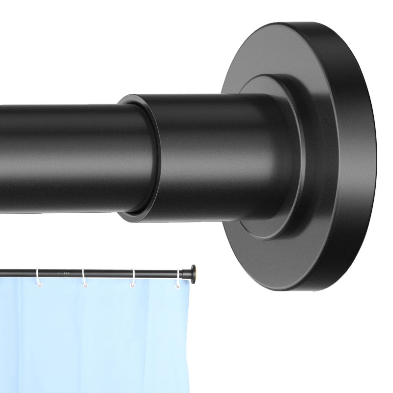 CorkLatta Black Shower Curtain Rod 31 to 104 Inch,1 Inch Diameter Adjustable Spring Tension Curtain Rod No Drilling Stainless Steel Telescoping Rod,No Rust - Image 1