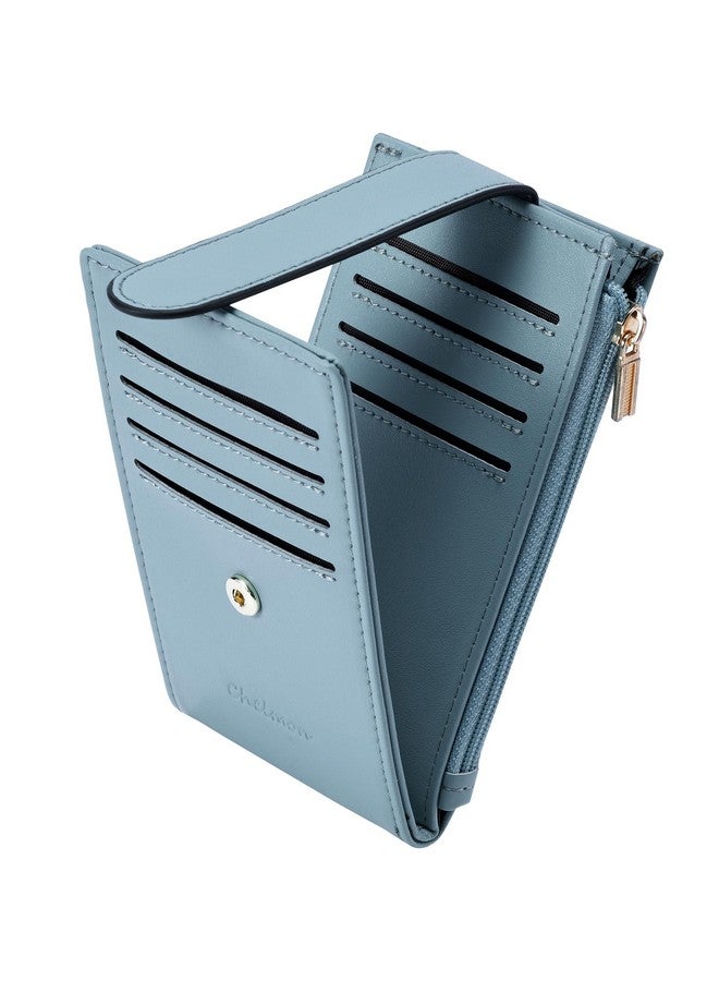 Chelmon Womens Walllet Slim Rfid Blocking Bifold Multi Card Case Wallet With Zipper Pocket (Blue) - Image 1