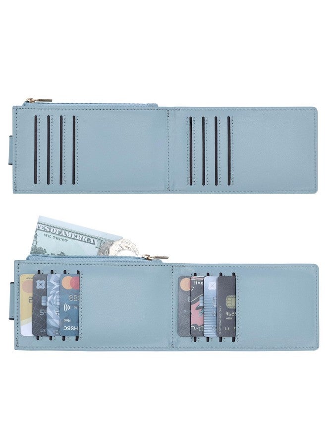 Chelmon Womens Walllet Slim Rfid Blocking Bifold Multi Card Case Wallet With Zipper Pocket (Blue) - Image 4