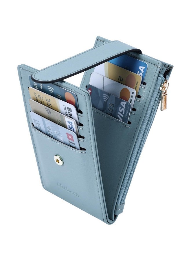 Chelmon Womens Walllet Slim Rfid Blocking Bifold Multi Card Case Wallet With Zipper Pocket (Blue) - Image 5