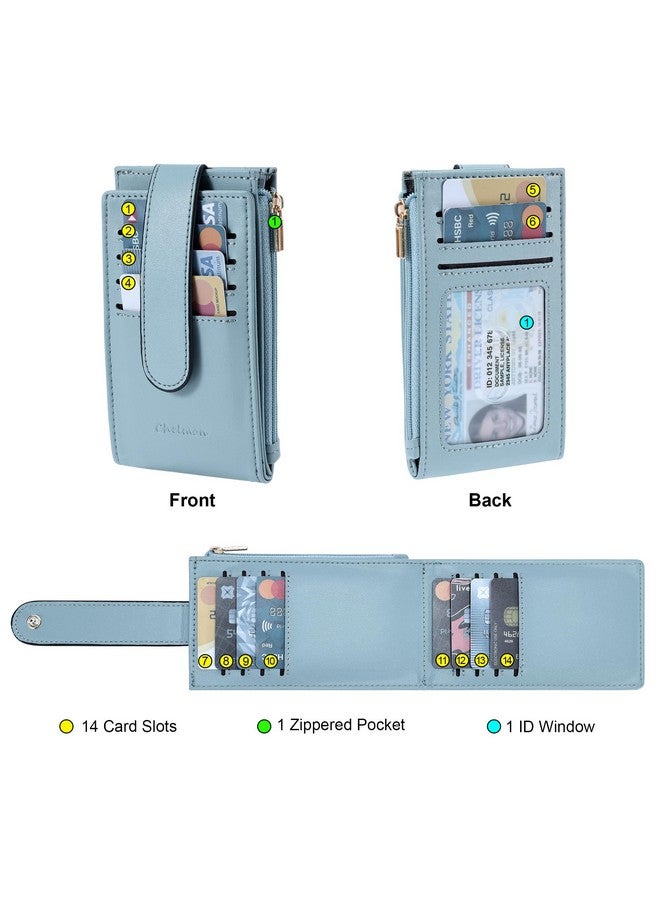 Chelmon Womens Walllet Slim Rfid Blocking Bifold Multi Card Case Wallet With Zipper Pocket (Blue) - Image 3