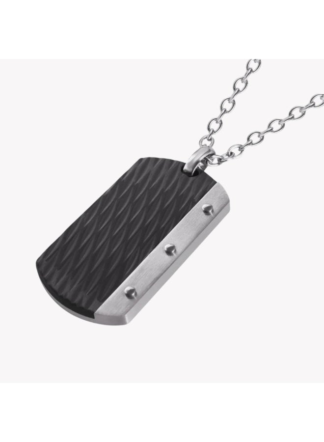 ZINK Men's Stainless Steel Necklace - Silver & Black | ZJPD0182 - Image 2