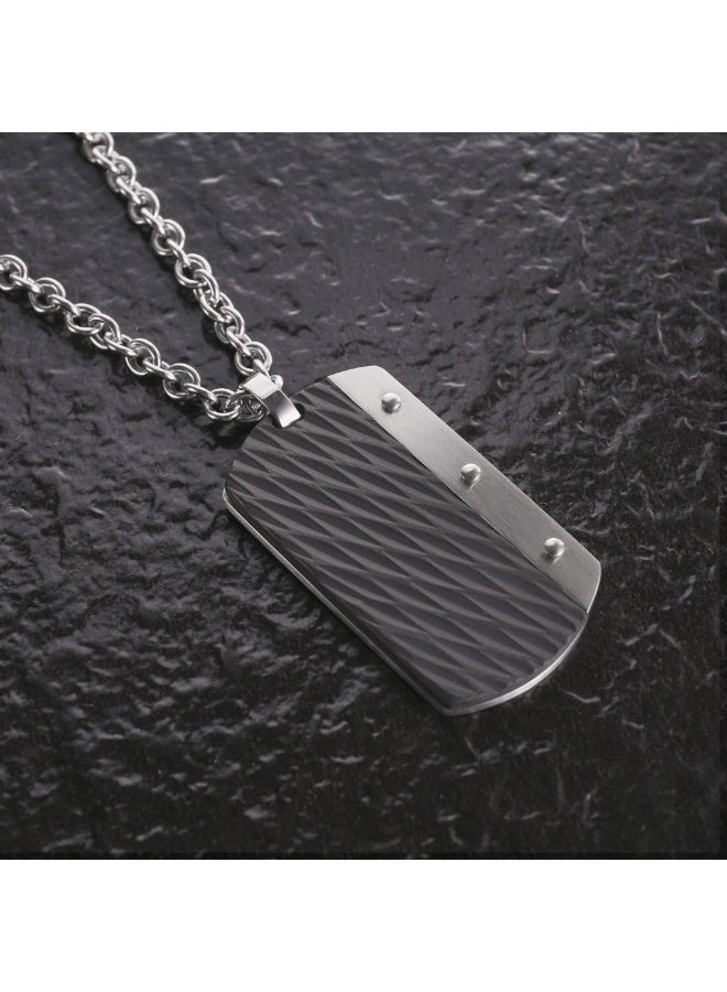 ZINK Men's Stainless Steel Necklace - Silver & Black | ZJPD0182 - Image 3
