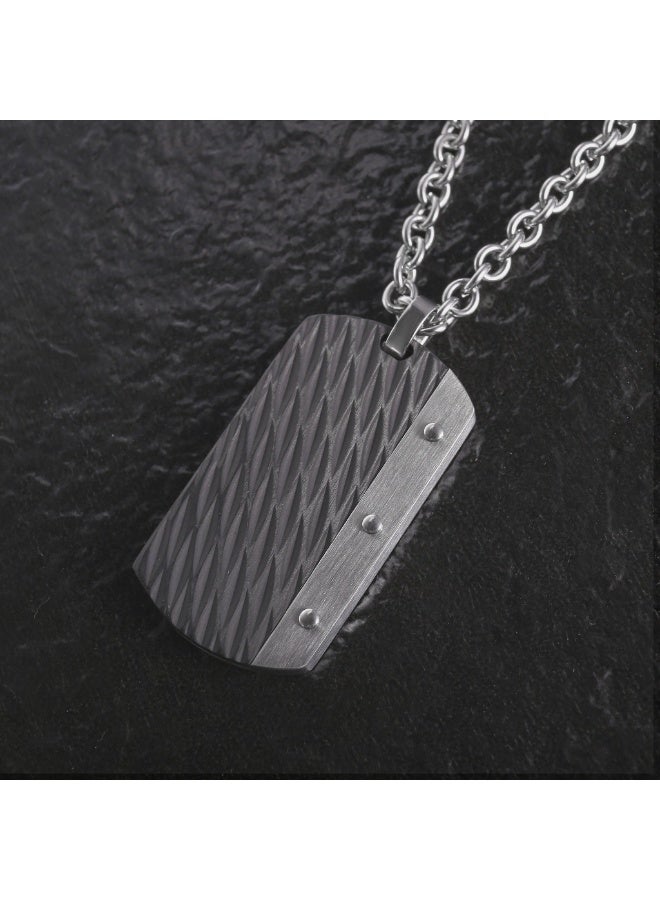 ZINK Men's Stainless Steel Necklace - Silver & Black | ZJPD0182 - Image 4