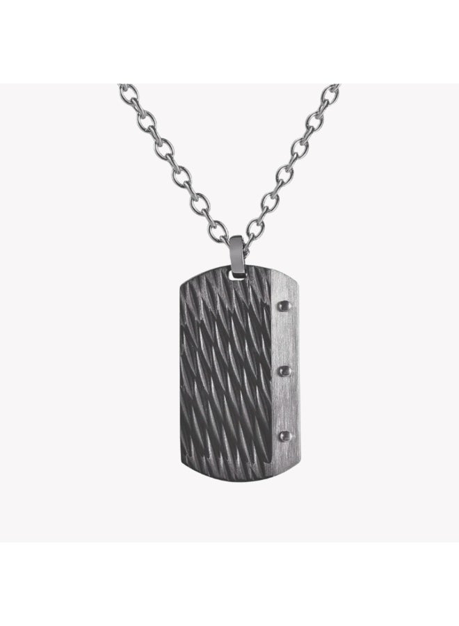 ZINK Men's Stainless Steel Necklace - Silver & Black | ZJPD0182 - Image 1