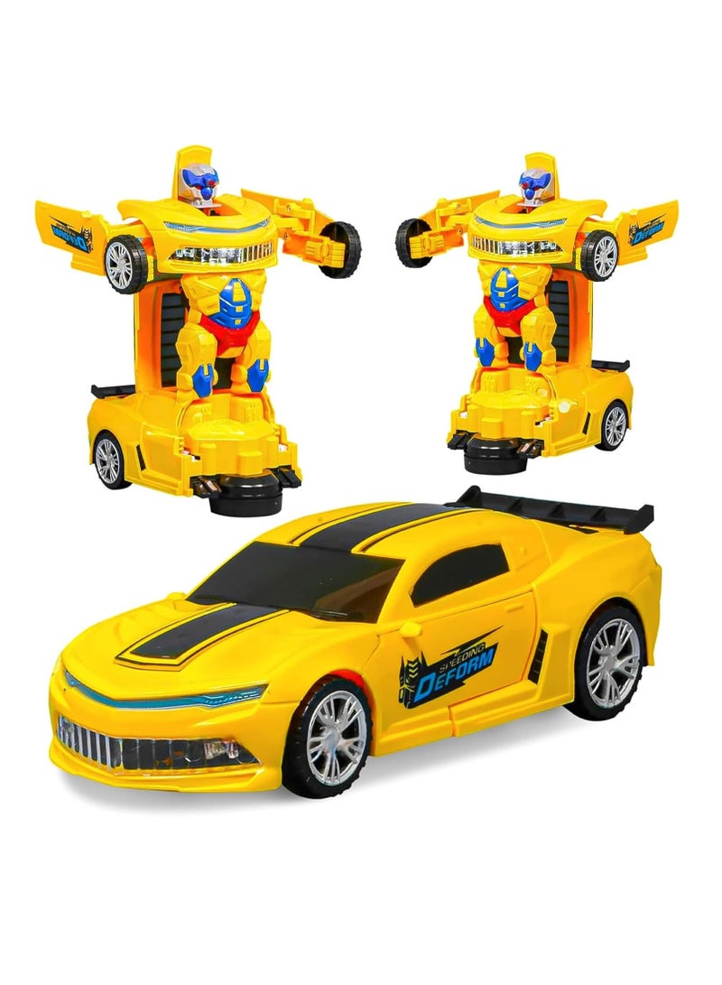 MAGIC VAULT Deform Robot Car Toy for Kids – 2-in-1 Transforming Car with Bump & Go Action, Flashing 3D Lights & Sound – Automatic Robot Vehicle Toy for Boys & Girls – Battery Operated (Multi-Color) - Image 1