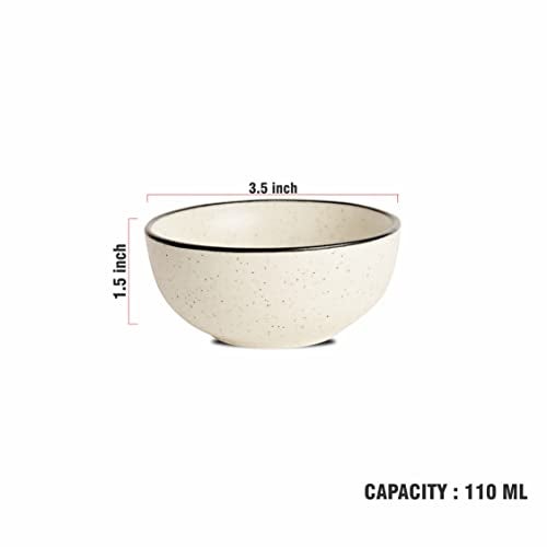 Pure Source India Small Ceramic Bowl Handcrafted/Decorative Bowls for Home and Kitchen, Set of 6 Pieces (3.5 Inch Diameter, 1.5 Inch Height, Dotted White) - Image 3