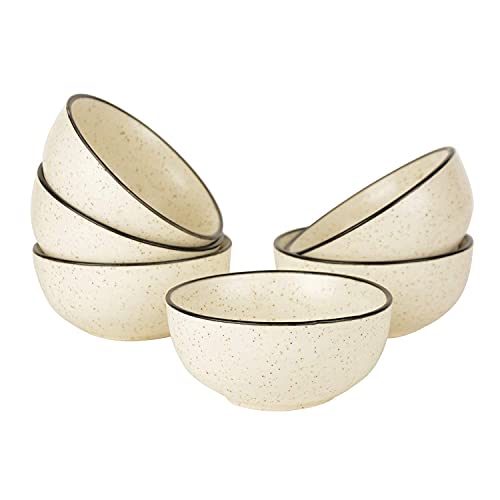 Pure Source India Small Ceramic Bowl Handcrafted/Decorative Bowls for Home and Kitchen, Set of 6 Pieces (3.5 Inch Diameter, 1.5 Inch Height, Dotted White) - Image 1