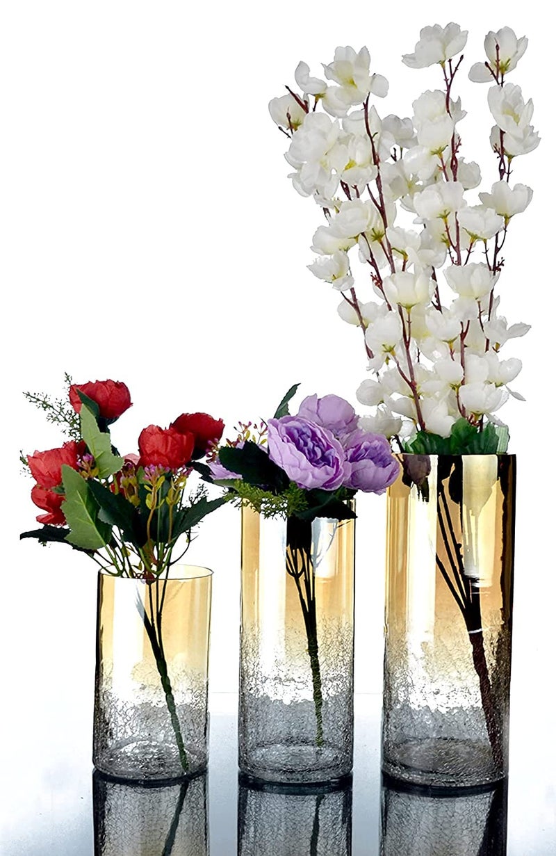 DECENT GLASS Crackle Luster Flower Vase Crackle Luster Style 8 - Image 1