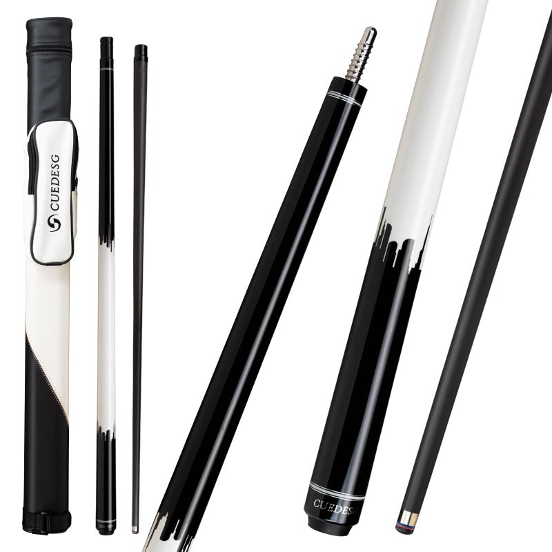 عصا بلياردو من ألياف الكربون CUEDESG 105mm118mm125mm عصا بلياردو ذات انحراف منخفض عصا احترافية مع حقيبة سوداء 105mm