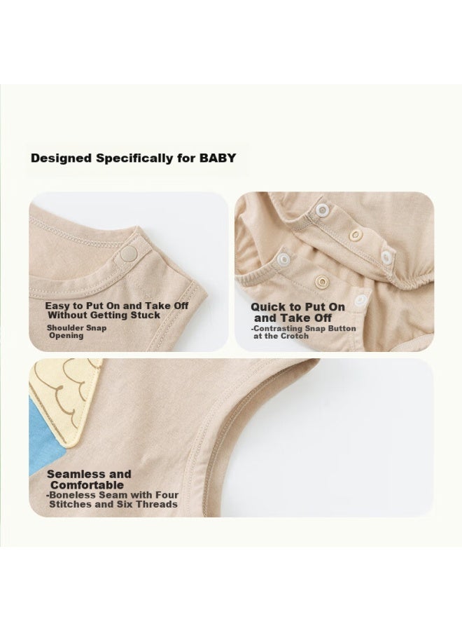 Papapapa Summer New Baby Pure Cotton Romper Boys And Girls Baby Fun Printed Crawling Suit Khaki 80Cm - Image 3
