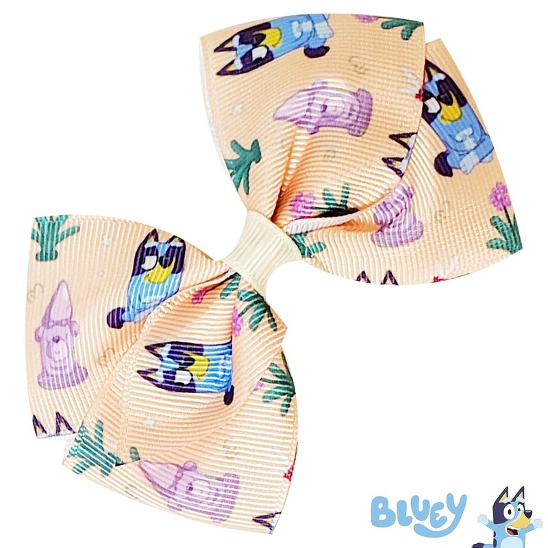 Luv Her Bluey Kids Hair Bows Hair Accessories Gift Set Bluey Hair Bow 7 Pcs 4 Inch Bow Bundle HairBows for Girls Different Bluey print on each clip Alligator Clip Ages 3 - Image 5