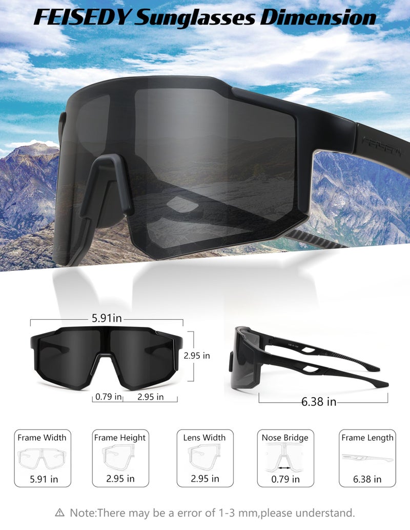 FEISEDY Sports Sunglasses Mens Women Baseball Biking Cycling Sunglasses for Teens UV400 Protection B2388 - Image 5