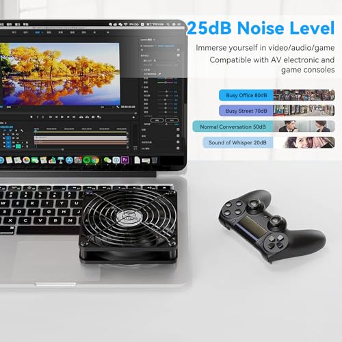 ELUTENG 120mm Fan With 3 Speed 5V USB Powered Case Fan 1500PRM Gaming PC Portable Cooling Suitable for Tablet TV Receiver Router DVR Play Station Xbox Computer and More - Image 4