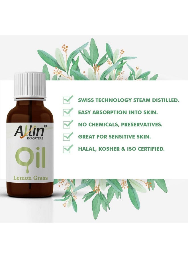 Allin Exporters Lemon Grass Essential Oil 100% Natural, Pure & Therapeutic Grade For Skin, Face, Hair & Aromatherapy Diffuser Ideal For Making Bath Soap & Candles (30 Ml)  - Image 2