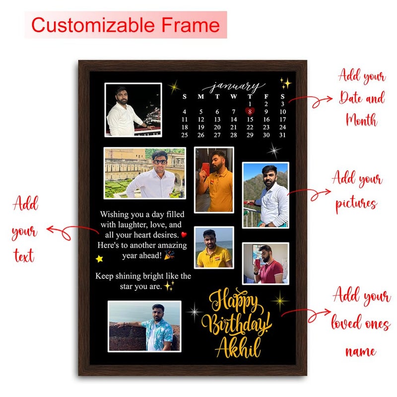 Loyalove Gifting Loyalove Customized Photo Frame for Birthday Special Personalized Collage Gifts 125 x 9 inch 7 Pictures - Image 3