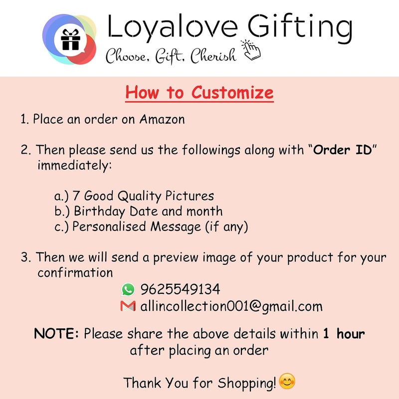 Loyalove Gifting Loyalove Customized Photo Frame for Birthday Special Personalized Collage Gifts 125 x 9 inch 7 Pictures - Image 2