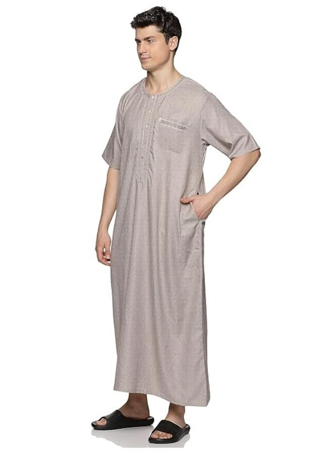 العثيمان جلابية رجالية برقبة دائرية وأكمام قصيرة - رداء/ثوب رجالي بأكمام قصيرة  - Image 1