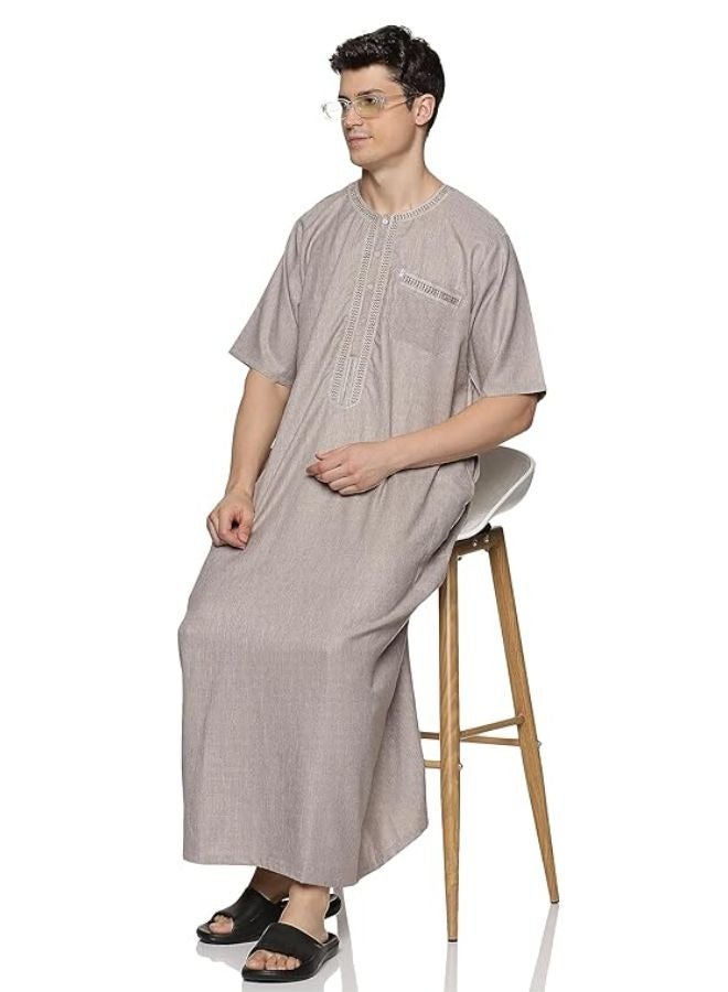 العثيمان جلابية رجالية برقبة دائرية وأكمام قصيرة - رداء/ثوب رجالي بأكمام قصيرة  - Image 5