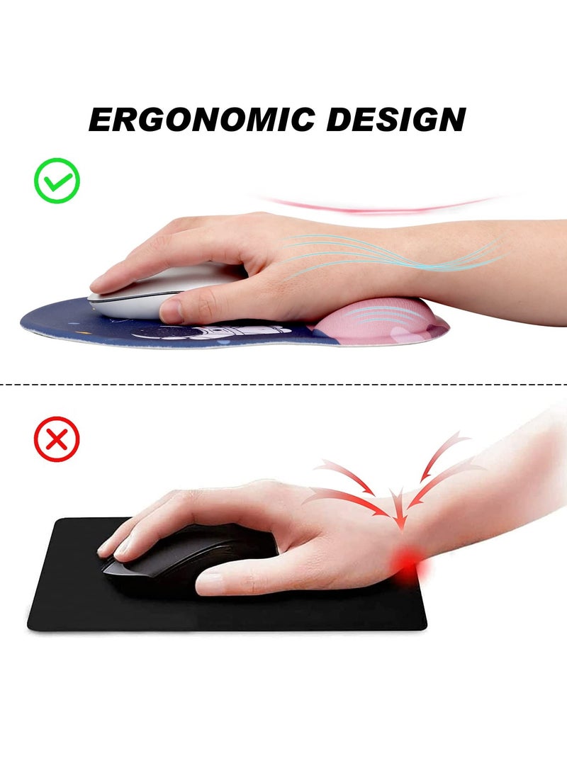 SYOSI وسادة ماوس مريحة مع دعم جل للمعصم وسادة ماوس مريحة بسطح ناعم لمسند المعصم قاعدة من البولي يوريثان غير قابلة للانزلاق لتخفيف الآلام وسادة ماوس مكتب للكمبيوتر المحمول والمكتب والمنزل - Image 2