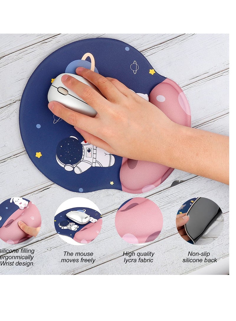 SYOSI وسادة ماوس مريحة مع دعم جل للمعصم وسادة ماوس مريحة بسطح ناعم لمسند المعصم قاعدة من البولي يوريثان غير قابلة للانزلاق لتخفيف الآلام وسادة ماوس مكتب للكمبيوتر المحمول والمكتب والمنزل - Image 5
