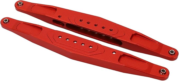 Red RC Rear Lower Trailing Arm 2PCS Aluminum Alloy 163x18mm High Strength Lightweight Upgrade - Image 1
