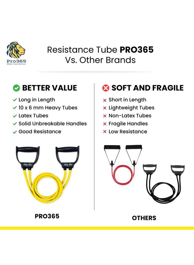 PRO365 Resistance Band 30 Kg | Compound Solid Handles | Double Toning Tube | 6 Months Warranty | Toning Bands | Exercise Bands | Home Gym Bands | Physiotherapy Equipment - Image 2