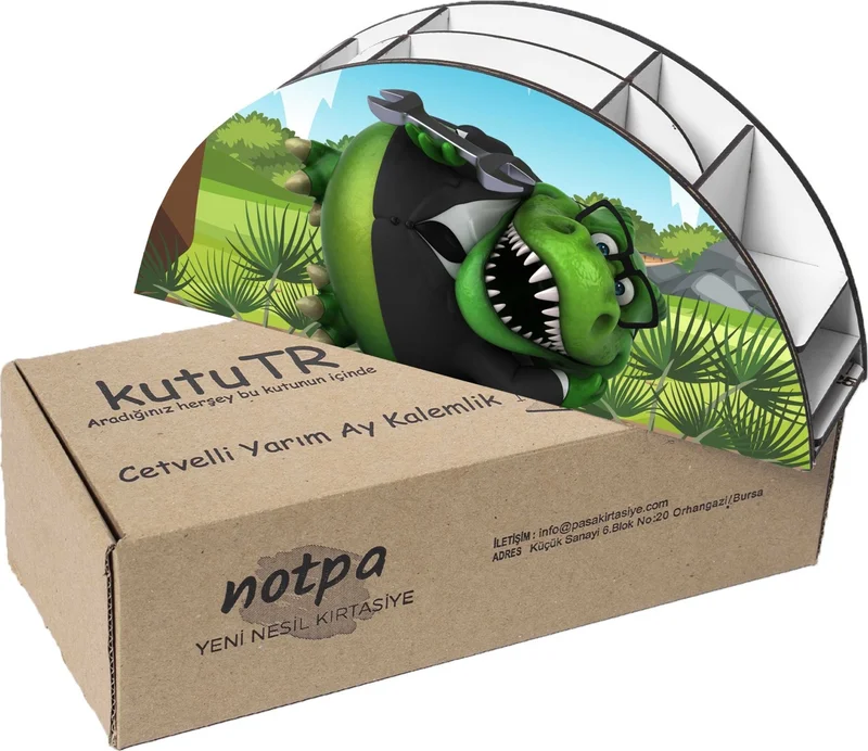 Notpa Wooden Vip Dinosaur Trex Green Rainbow Ruler Desktop Pen Holder Organizer For Kids VIP18