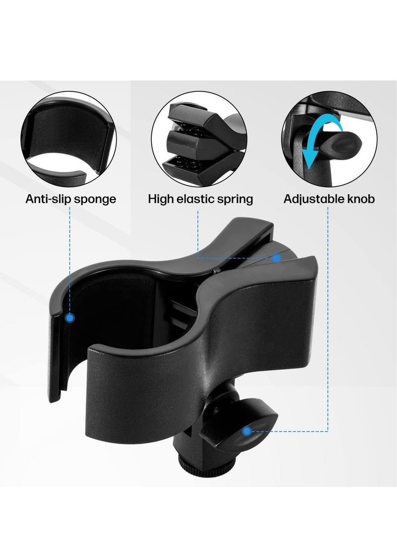 SYOSI - 2 Pcs Upgraded Mic Clip Holder, Adjustable Microphone Holder for Microphones with Outer Diameter Between 32mm and 60mm, with 58" to 38" Screw Adapter - Image 1