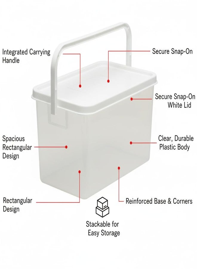 Gluman Polypropylene Pick N Carry Multipurpose Storage Box With Lid (3.3 Litre) | 100% Food Grade | Dishwasher Safe | Freezer Safe | Recyclable (White)(Pack of 2) - Image 5